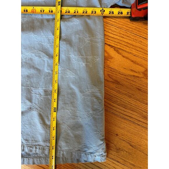 Columbia Blue Short Sleeve Shirt Button w/ All Over Textured Whale Print Mens XL - Picture 7 of 13